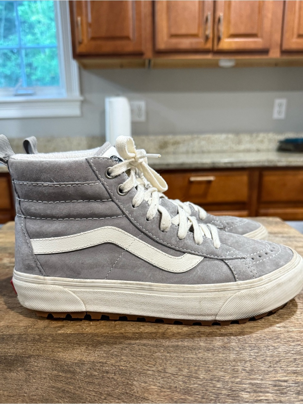 Vans Woman's  High-Top Sneakers in Light Gray and White
